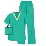 Scrub suit 100 cotton v neck or round collar shirt payjama green 1 1